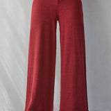 red knit pants, burgundy wide leg pants, women’s knit pants, matching knit set, red matching set women, wide leg lounge pants, fall pants women, holiday travel outfit, comfortable wide leg pants, boutique women’s pants