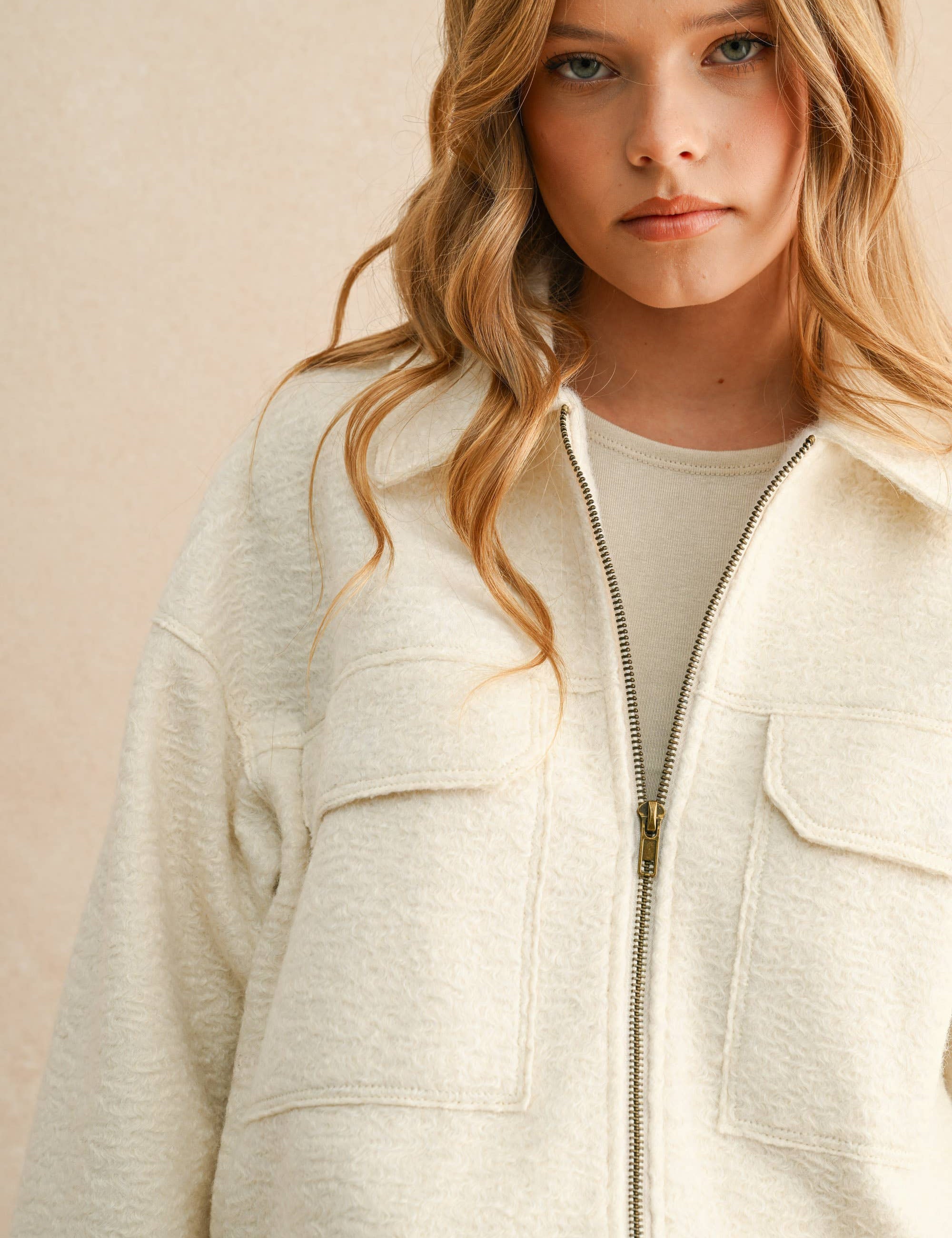 white wool jacket, white crop jacket, white oversized jacket, white matching set, winter bride, fall bride, johnson city boutique, johnson city womens clothing, affordable womens clothing, affordable outfits, going out outfit