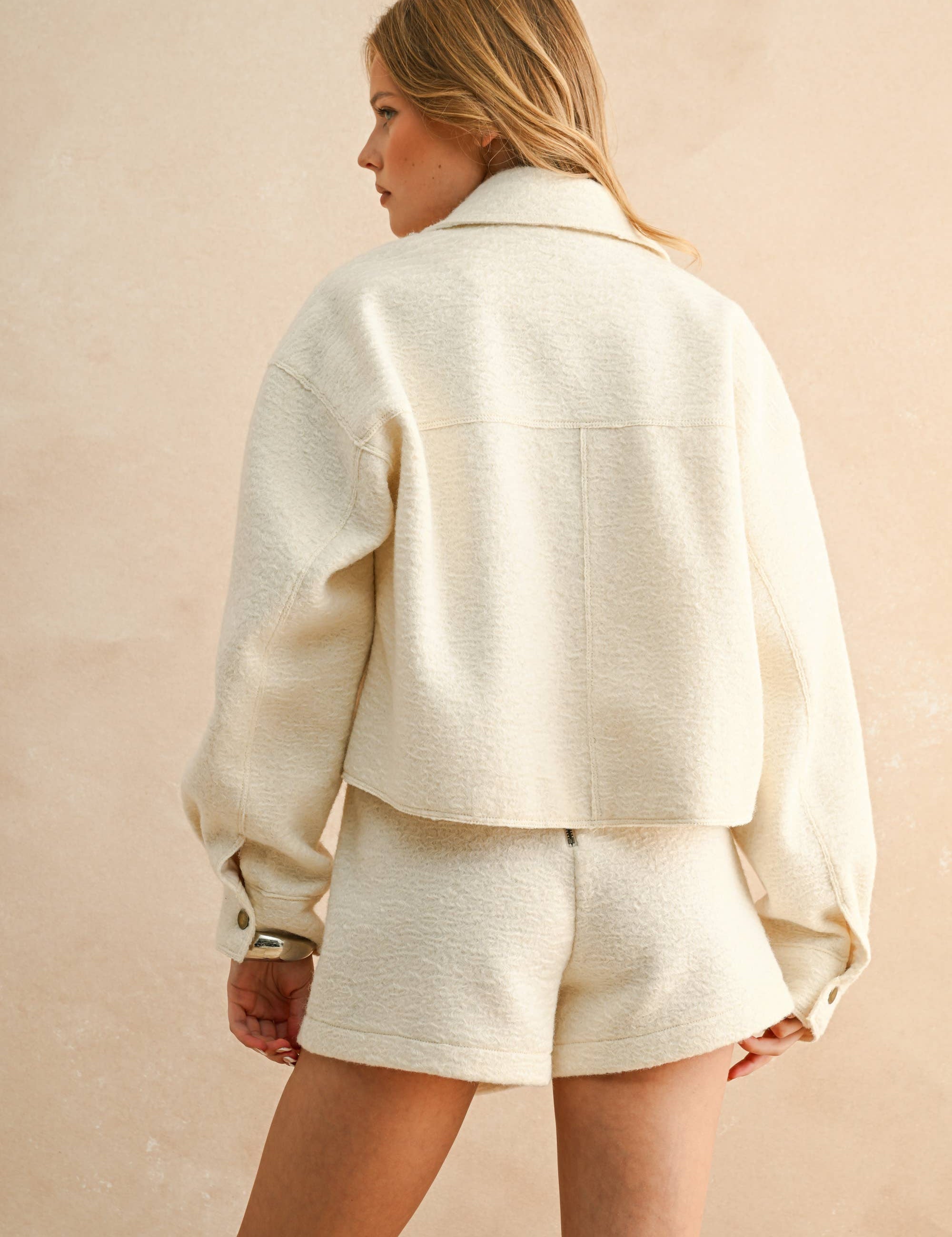 white wool jacket, white crop jacket, white oversized jacket, white matching set, winter bride, fall bride, johnson city boutique, johnson city womens clothing, affordable womens clothing, affordable outfits, going out outfit