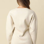 cashmere blend sweater, ivory button front sweater, women's peplum sweater, cream knit sweater, button front knit top, fitted fall sweater, women's fall sweater, elevated neutral sweater, long sleeve knit top