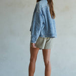 denim jacket, oversized denim jacket, boyfriend denim jacket, cotton denim jacket, heavy denim jacket, medium wash denim jacket, classic denim jacket, everyday jean jacket, jean jacket, big jean jacket