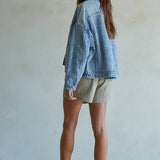 denim jacket, oversized denim jacket, boyfriend denim jacket, cotton denim jacket, heavy denim jacket, medium wash denim jacket, classic denim jacket, everyday jean jacket, jean jacket, big jean jacket