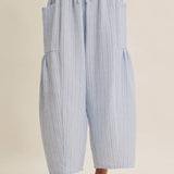 blue striped wide leg pants
coastal summer pants women
lightweight vacation pants
relaxed striped lounge pants
elastic waist wide leg pants
resort wear boutique pants
beach vacation outfit women
casual coastal style pants
striped summer trousers women
west of may spritz collection