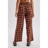 plaid wide leg pants, brown plaid pants, high rise plaid pants, women's plaid trousers, wide leg trousers, fall plaid pants, preppy fall outfit, tailored plaid pants, women's boutique pants, fall fashion, west of may boutique
