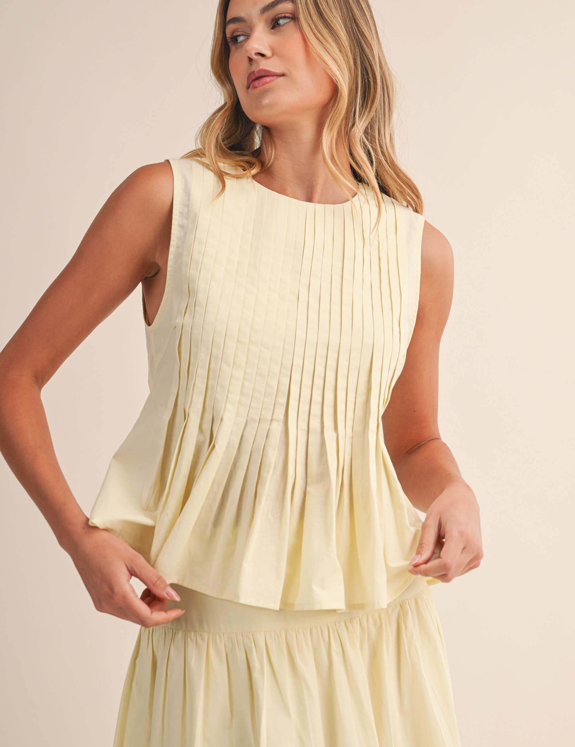 pintuck cotton top women, sleeveless peplum top women, lightweight spring blouse women, cotton summer blouse women