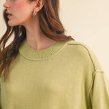 cream sweater tee
lightweight mock neck knit top
short sleeve sweater top
semi cropped knit tee
relaxed cream knit shirt
soft lightweight sweater tee
casual knit top women
ribbed trim sweater tee