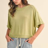 lightweight sweater tee
short sleeve knit top
mock neck sweater tee
cropped sweater top
soft knit tee women
lightweight knit pullover
casual sweater tee
everyday knit top
boutique sweater tee
relaxed fit knit top