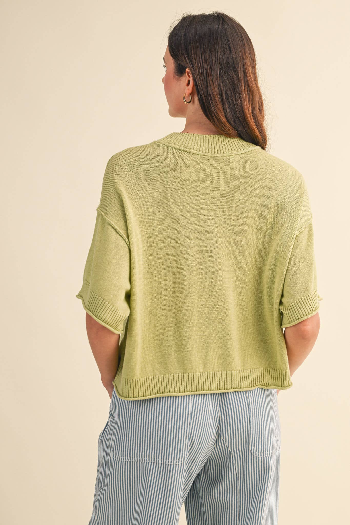 lightweight sweater tee
short sleeve knit top
mock neck sweater tee
cropped sweater top
soft knit tee women
lightweight knit pullover
casual sweater tee
everyday knit top
boutique sweater tee
relaxed fit knit top