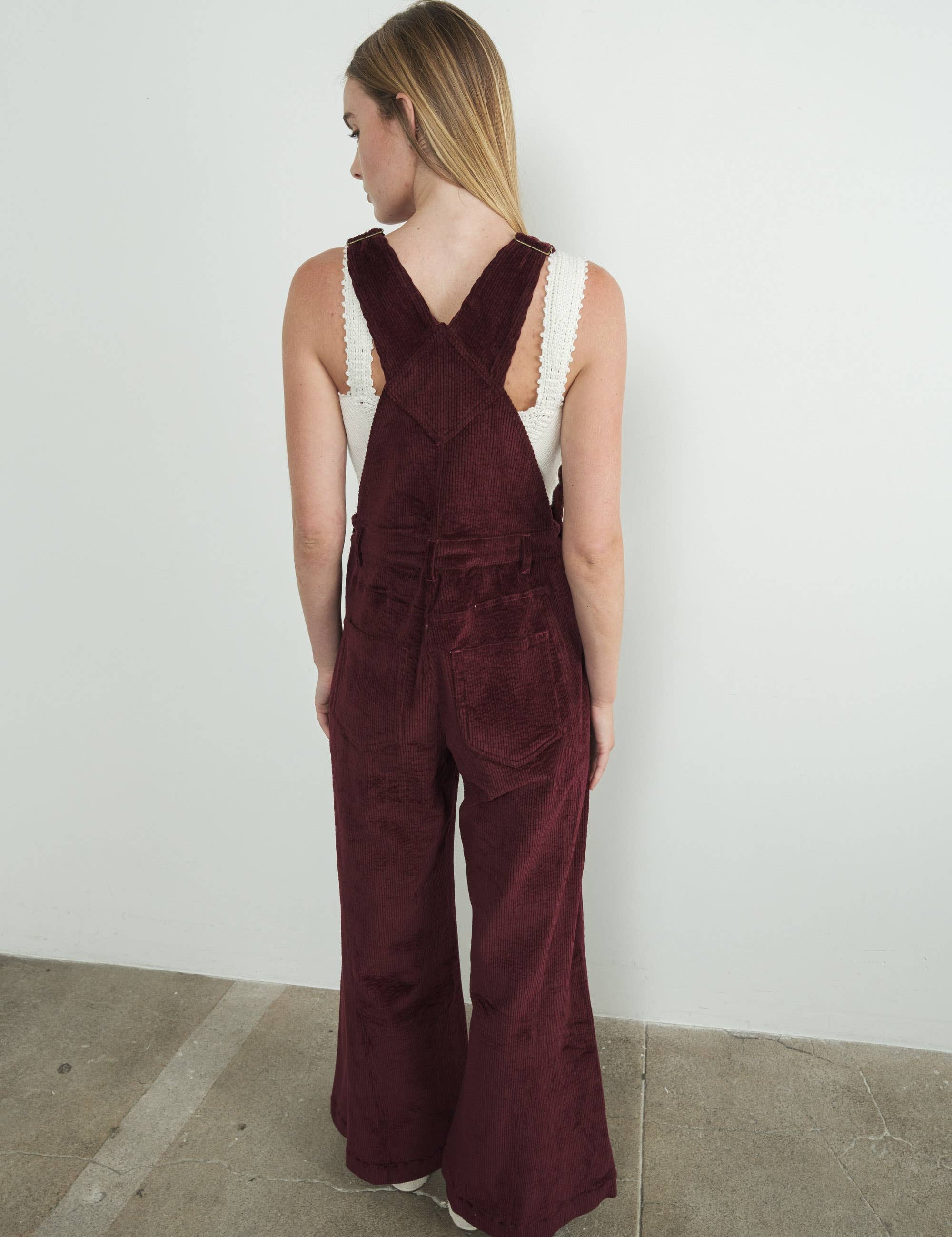 wine corduroy overalls, burgundy overalls women, women’s corduroy jumpsuit, wide leg overalls, fall overalls women, corduroy bib overalls, burgundy jumpsuit, vintage inspired overalls, women’s fall jumpsuit, casual fall outfit, layering overalls women, boutique corduroy overalls