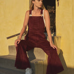 wine corduroy overalls, burgundy overalls women, women’s corduroy jumpsuit, wide leg overalls, fall overalls women, corduroy bib overalls, burgundy jumpsuit, vintage inspired overalls, women’s fall jumpsuit, casual fall outfit, layering overalls women, boutique corduroy overalls