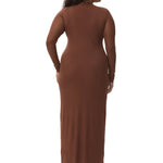 brown bodycon, long sleeve brown body con dress, longsleeve brown dress, tight brown dress, wedding guest dress, mesh stretchy dress, plus size wedding guest dress, plus size bodycon dress, stretchy comfortable date night dress, johnson city boutique, johnson city dress, johnson city shopping, sale dress