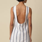striped open back mini dress
linen blend summer mini dress
coastal striped dress women
open back vacation dress
resort wear mini dress
cotton linen striped dress
summer brunch dress boutique
european summer outfit women
blue striped sleeveless mini dress
west of may spritz collection