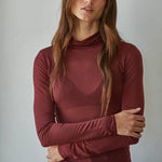 sheer burgundy layering turtleneck