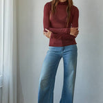 sheer layering turtleneck burgundy
