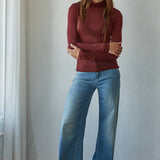 sheer layering turtleneck burgundy
