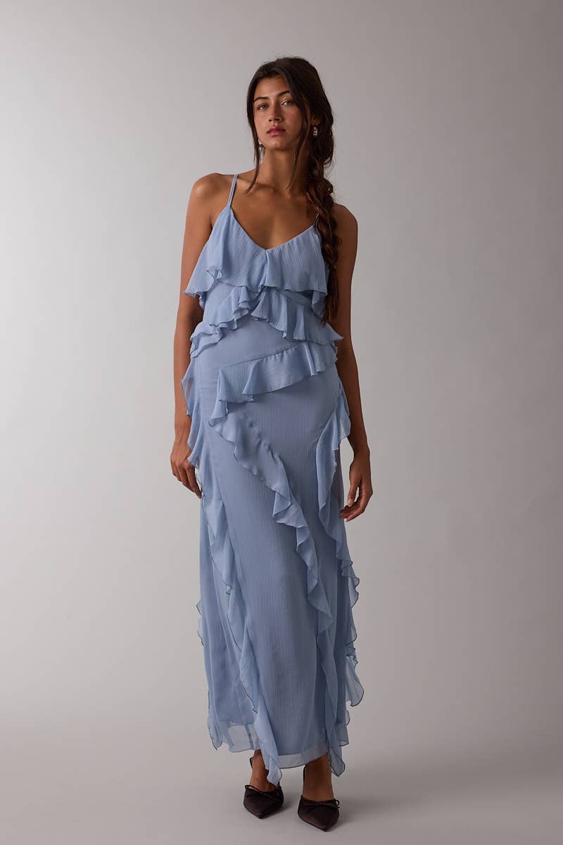 blue ruffle maxi dress
wedding guest dress blue
romantic summer maxi dress
ruffle formal dress women
v neck occasion dress women
flowy blue event dress
vacation wedding guest dress
italian summer inspired dress
adjustable strap maxi dress
summer spritz collection dress
elevated blue midi maxi dress