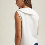 white linen tie front top women
sailor collar sleeveless blouse
linen blend summer top women
coastal white blouse women
feminine tie front summer top
lightweight linen tank women
outer banks inspired blouse
elevated casual summer top
white vacation top women
summer spritz collection top