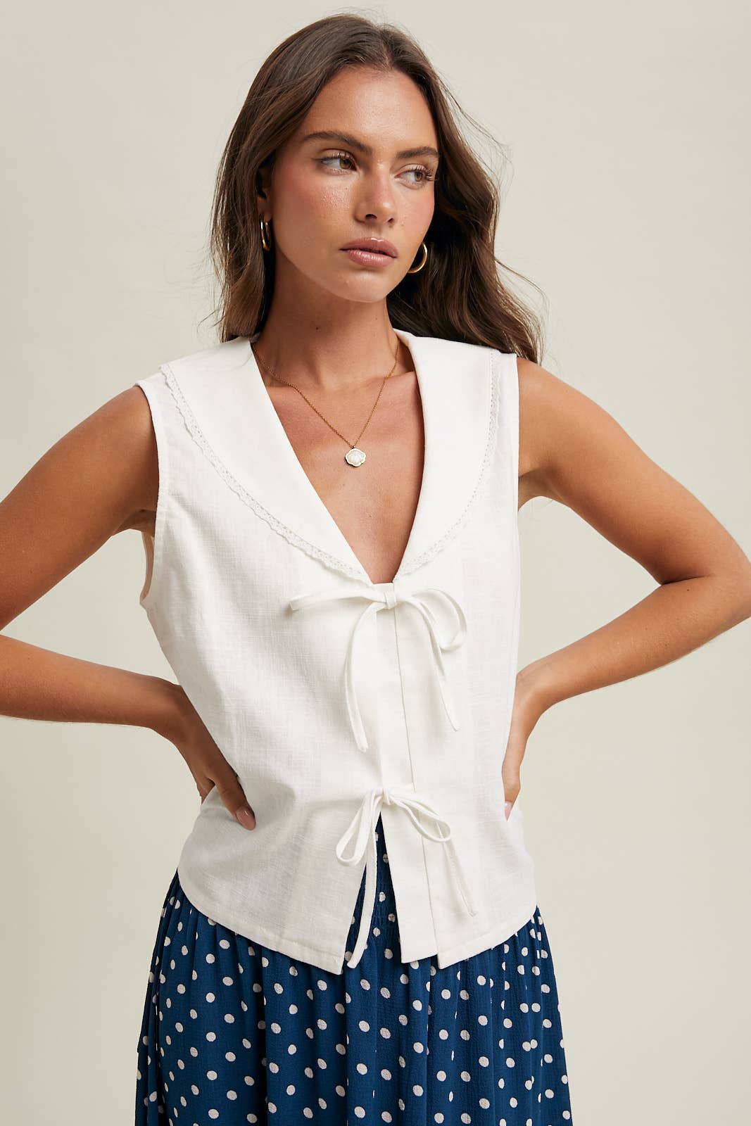 white linen tie front top women
sailor collar sleeveless blouse
linen blend summer top women
coastal white blouse women
feminine tie front summer top
lightweight linen tank women
outer banks inspired blouse
elevated casual summer top
white vacation top women
summer spritz collection top