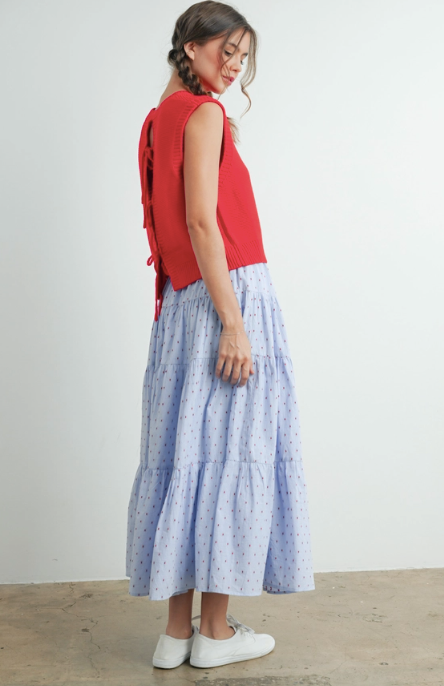 sleeveless red sweater, tie back red sweater vest, fourth of july outfit, mom outfit, casual outfit, johnson city boutique, womens clothing johnson city, where to shop johnson city, east tennessee boutique, unique clothing for women