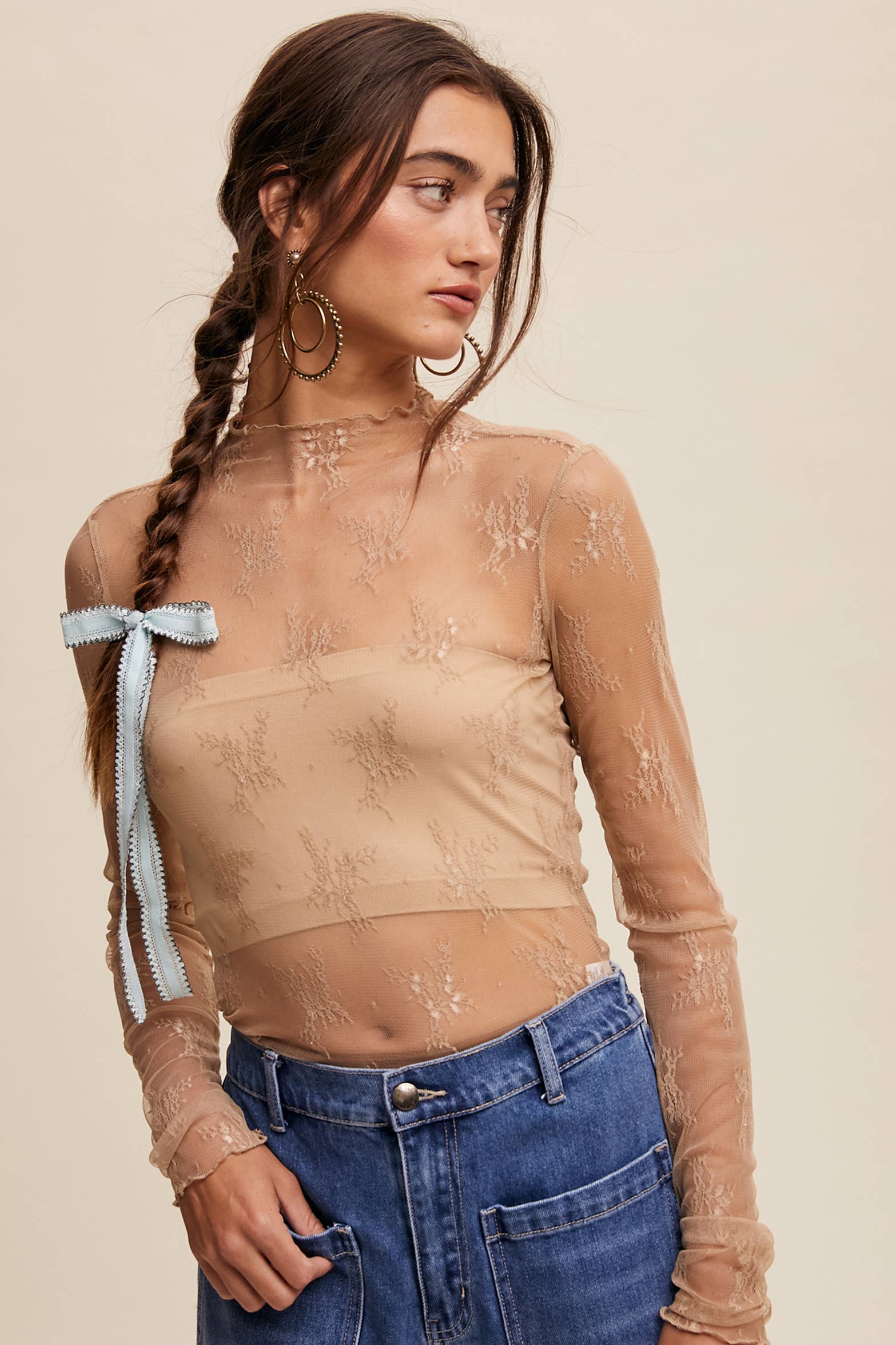 layering top, lace longsleeve, lace layering top, lace layering longsleeve, thin lace top, lace mock neck, lace undershirt, delicate lace undershirt, thin sheer lace long sleeve shirt, womens clothing johnson city, women's clothing, west of may boutique, johnson city boutique