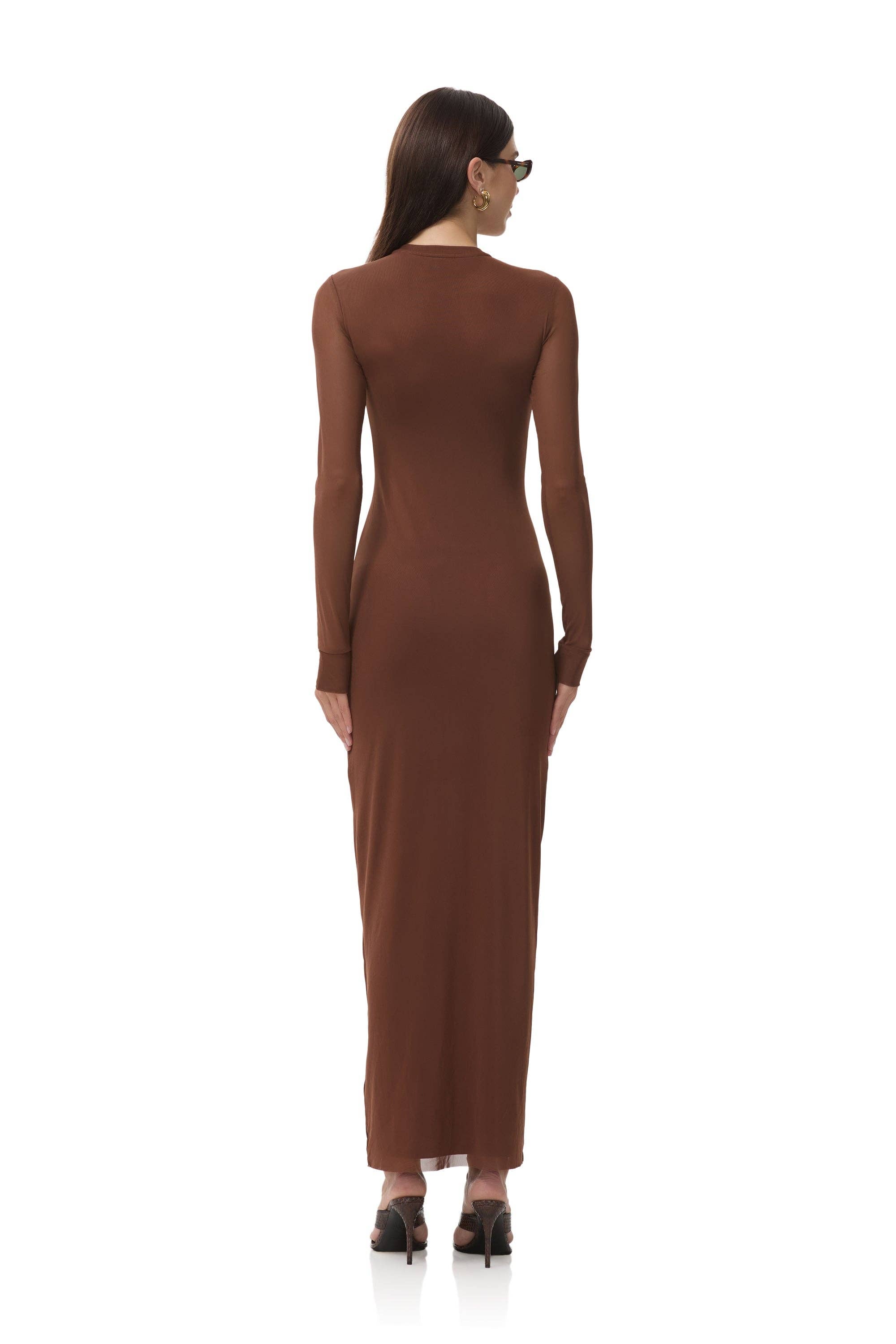 brown bodycon, long sleeve brown body con dress, longsleeve brown dress, tight brown dress, wedding guest dress, mesh stretchy dress, plus size wedding guest dress, plus size bodycon dress, stretchy comfortable date night dress, johnson city boutique, johnson city dress, johnson city shopping, sale dress