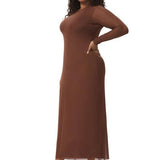brown bodycon, long sleeve brown body con dress, longsleeve brown dress, tight brown dress, wedding guest dress, mesh stretchy dress, plus size wedding guest dress, plus size bodycon dress, stretchy comfortable date night dress, johnson city boutique, johnson city dress, johnson city shopping, sale dress
