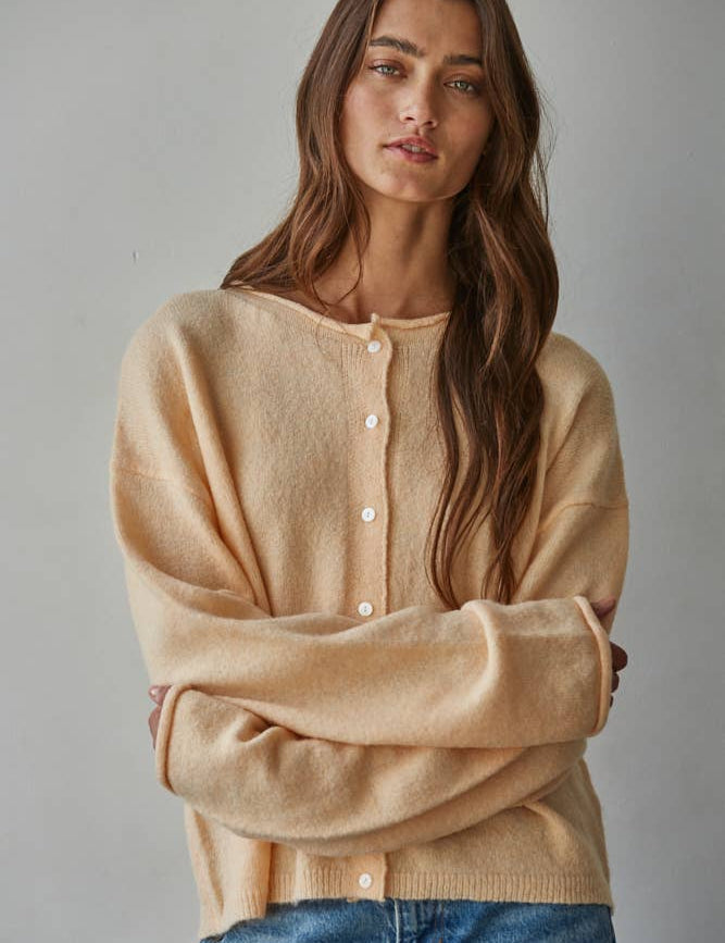 apricot cardigan women, peach cardigan women, lightweight spring cardigan women, button front cardigan women