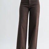 brown wide leg jeans, dark brown jeans, chocolate brown jeans, high rise wide leg jeans, women’s brown denim, full length jeans, fall denim, wide leg denim, high waisted brown jeans, 32 inch inseam jeans, dark brown pants