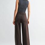 brown wide leg jeans, dark brown jeans, chocolate brown jeans, high rise wide leg jeans, women’s brown denim, full length jeans, fall denim, wide leg denim, high waisted brown jeans, 32 inch inseam jeans, dark brown pants