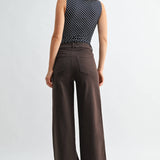 brown wide leg jeans, dark brown jeans, chocolate brown jeans, high rise wide leg jeans, women’s brown denim, full length jeans, fall denim, wide leg denim, high waisted brown jeans, 32 inch inseam jeans, dark brown pants