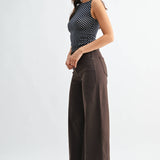 brown wide leg jeans, dark brown jeans, chocolate brown jeans, high rise wide leg jeans, women’s brown denim, full length jeans, fall denim, wide leg denim, high waisted brown jeans, 32 inch inseam jeans, dark brown pants