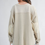 cream waffle knit top, women's thermal top, oversized waffle knit top, cotton blend thermal, neutral fall top, long sleeve waffle shirt, relaxed fit thermal top, women's fall layering top, cream oversized top