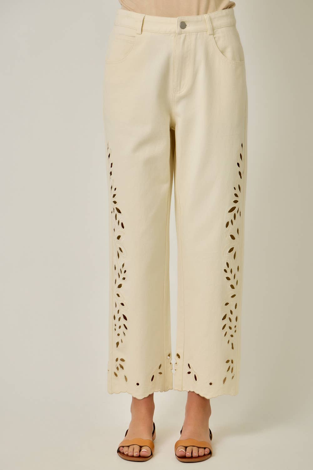eyelet jeans, straight leg mom jeans, cream denim jeans women, embroidered spring jeans