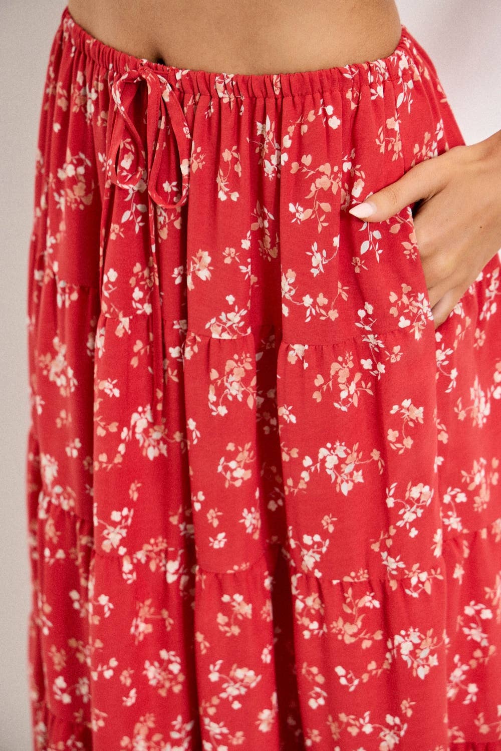 red floral tiered maxi skirt with pockets
lightweight floral maxi skirt with elastic waist
plus size summer skirt 
americana aesthetic
flowy red summer skirt with adjustable drawstring waist
tiered floral maxi skirt with lining
red floral boho skirt with pockets
feminine floral print maxi skirt for summer
relaxed fit tiered maxi skirt in red floral print
lightweight floral skirt with elastic waistband