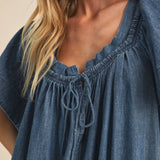 denim romper
flutter sleeve romper
lightweight denim romper
button front romper
drawstring waist romper
loose fit romper
mom friendly romper
casual summer romper
boutique denim romper
west of may romper
nursing friendly romper
flowy romper
size 14 romper