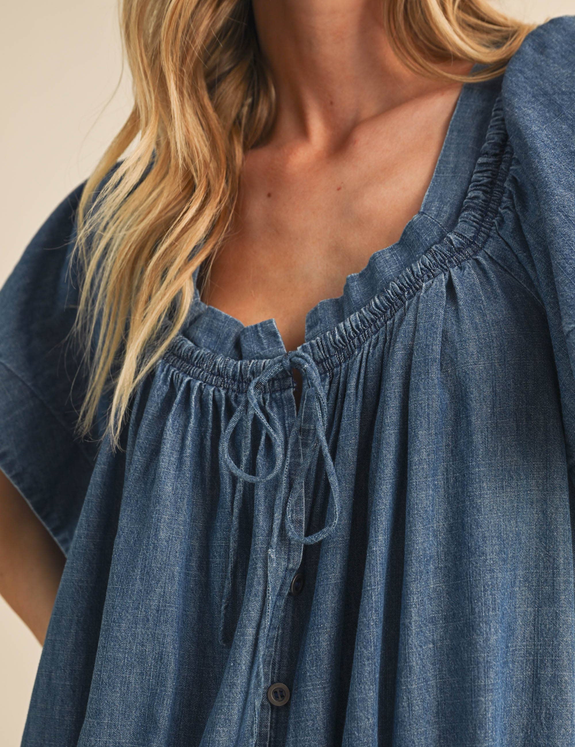 denim romper
flutter sleeve romper
lightweight denim romper
button front romper
drawstring waist romper
loose fit romper
mom friendly romper
casual summer romper
boutique denim romper
west of may romper
nursing friendly romper
flowy romper
size 14 romper