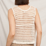 crochet butterfly top, embroidered crochet tank, sleeveless crochet blouse, cream crochet top, boho crochet tank, textured summer top, butterfly embroidered top, open knit sleeveless top, neutral boho blouse, women's crochet sweater tank