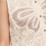 crochet butterfly top, embroidered crochet tank, sleeveless crochet blouse, cream crochet top, boho crochet tank, textured summer top, butterfly embroidered top, open knit sleeveless top, neutral boho blouse, women's crochet sweater tank