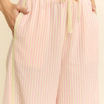 pink stripe wide leg pants
elastic waistband striped pants
vertical stripe summer pants
lightweight pull on pants
striped lounge pants women
wide leg pants with pockets
blush stripe pants women
relaxed fit summer trousers
comfortable boutique wide leg pants
plus size friendly wide leg pants
plus size pants
plus size summer pants