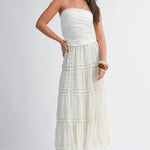 lace maxi skirt, white boho skirt, tiered lace skirt, flowy spring maxi skirt