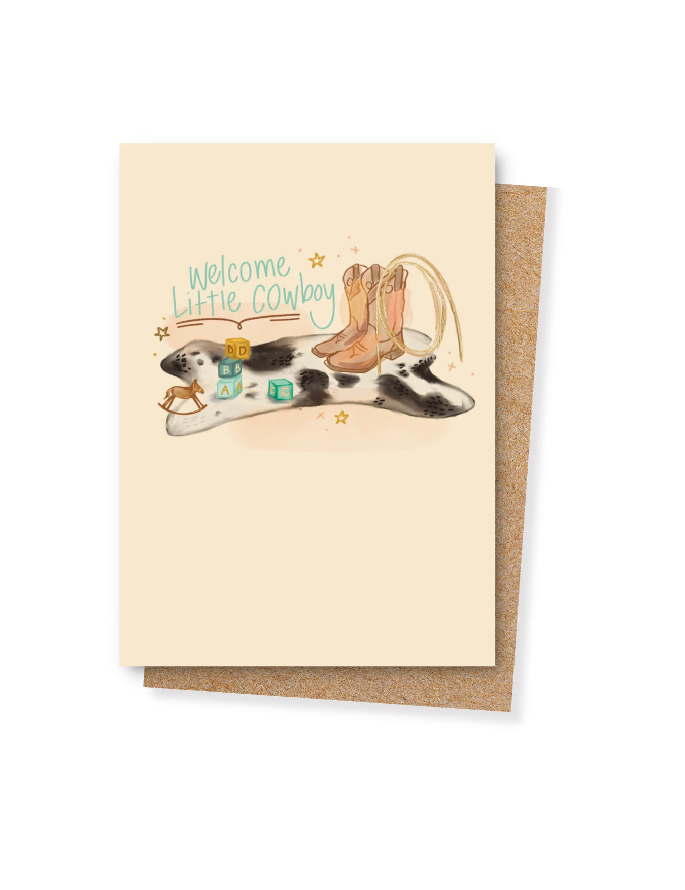 welcome baby card, western baby card