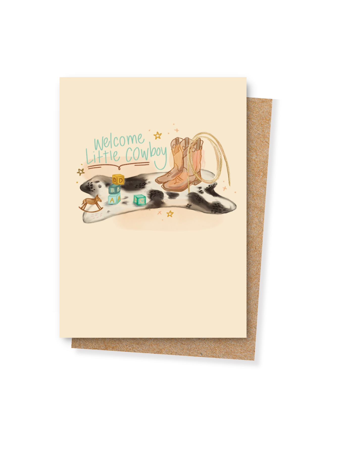 welcome baby card, western baby card