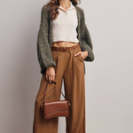 camel wide leg pants, pleated wide leg trousers, elastic back waist pants, lightweight woven pants, flowy work pants, women's tailored trousers, neutral fall pants, boutique women's bottoms, west of may boutique