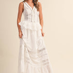 swiss dot cotton maxi dress
lace inset sleeveless maxi dress
tiered white cotton maxi dress
peplum waist maxi dress white
lightweight cotton summer maxi dress
