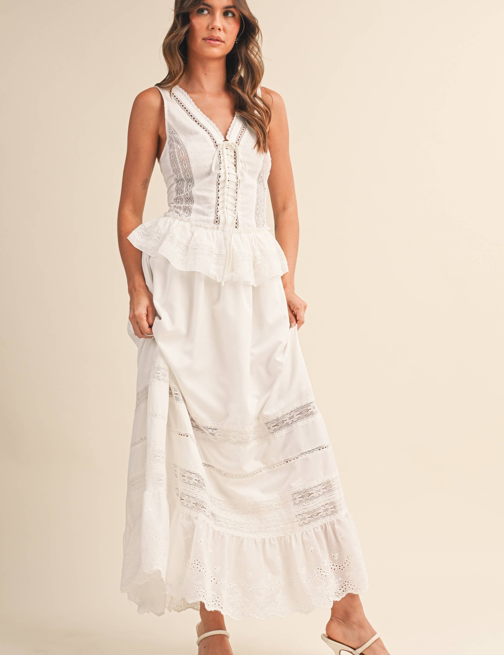 swiss dot cotton maxi dress
lace inset sleeveless maxi dress
tiered white cotton maxi dress
peplum waist maxi dress white
lightweight cotton summer maxi dress