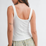 white ribbed tank top
button front tank top
feminine summer tank
white fitted knit tank
scalloped trim tank top
casual summer basics
americana summer style
cute white tank top women
ribbed sleeveless top
soft stretch knit tank
boutique summer basics
scoop neck tank top
everyday summer outfit
southern summer fashion
layering tank for summer
casual feminine clothing
classic white summer top
fitted ribbed tank women
easy summer styling piece
countryside summer aesthetic