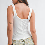 white ribbed tank top
button front tank top
feminine summer tank
white fitted knit tank
scalloped trim tank top
casual summer basics
americana summer style
cute white tank top women
ribbed sleeveless top
soft stretch knit tank
boutique summer basics
scoop neck tank top
everyday summer outfit
southern summer fashion
layering tank for summer
casual feminine clothing
classic white summer top
fitted ribbed tank women
easy summer styling piece
countryside summer aesthetic