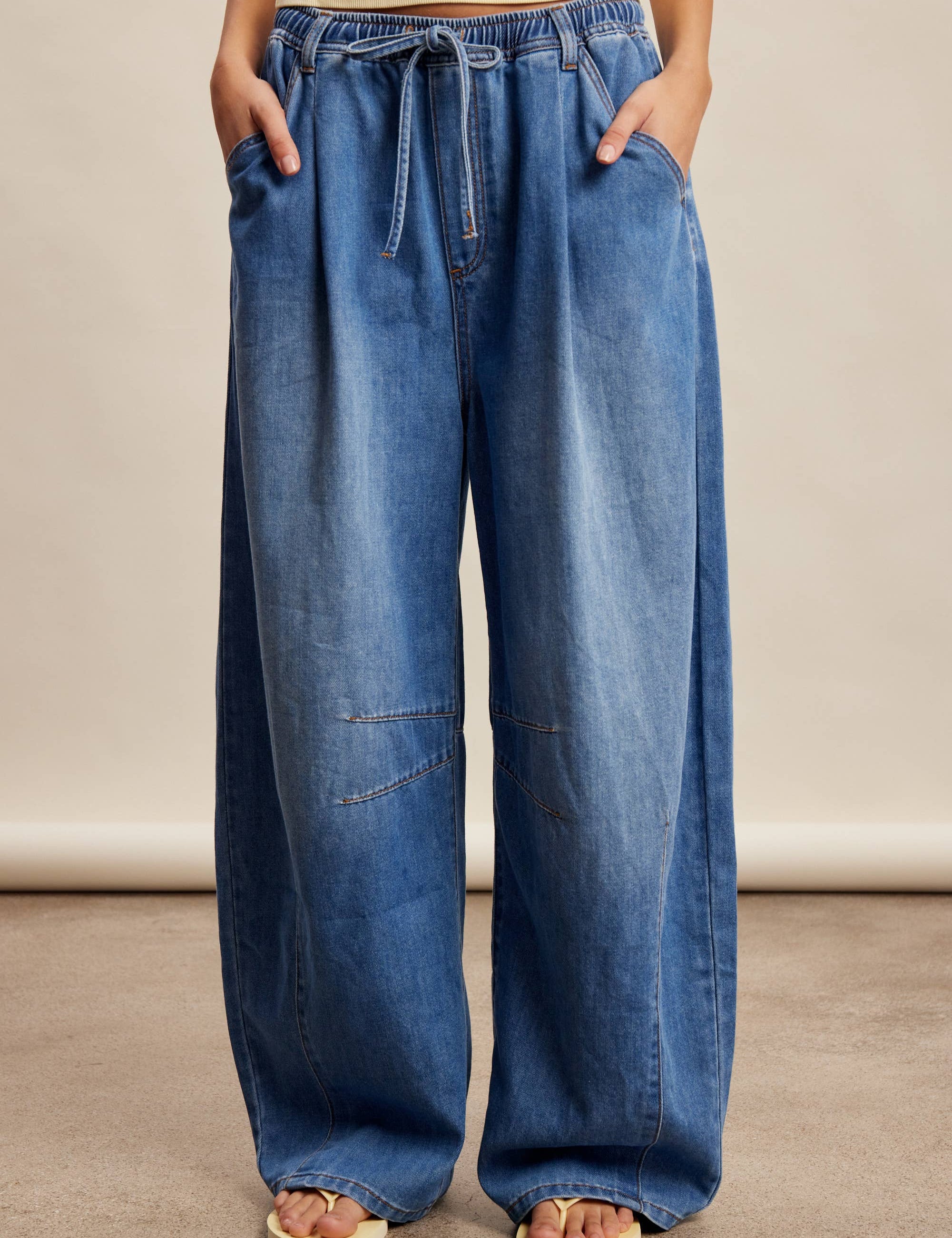 wide leg denim pants
elastic waist denim pants
pull on denim pants women
lightweight denim trousers
relaxed fit denim pants
soft cotton denim pants
wide leg jeans women
comfortable denim pants
casual wide leg jeans
west of may denim pants